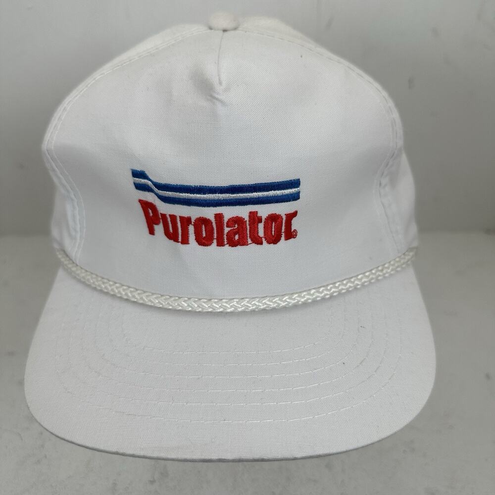 VTG Purolator Products White Snapback Rope Hat Cap Adjustable Embroidered 90s
